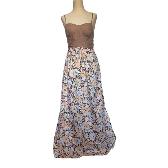 Band of the Free Boho Maxi Dress Sz Small Bustier Festival Y2K Floral Romantic - Picture 1 of 13